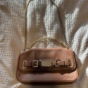 Michael Kors Tan Leather Shoulder Bag with Gold Accents